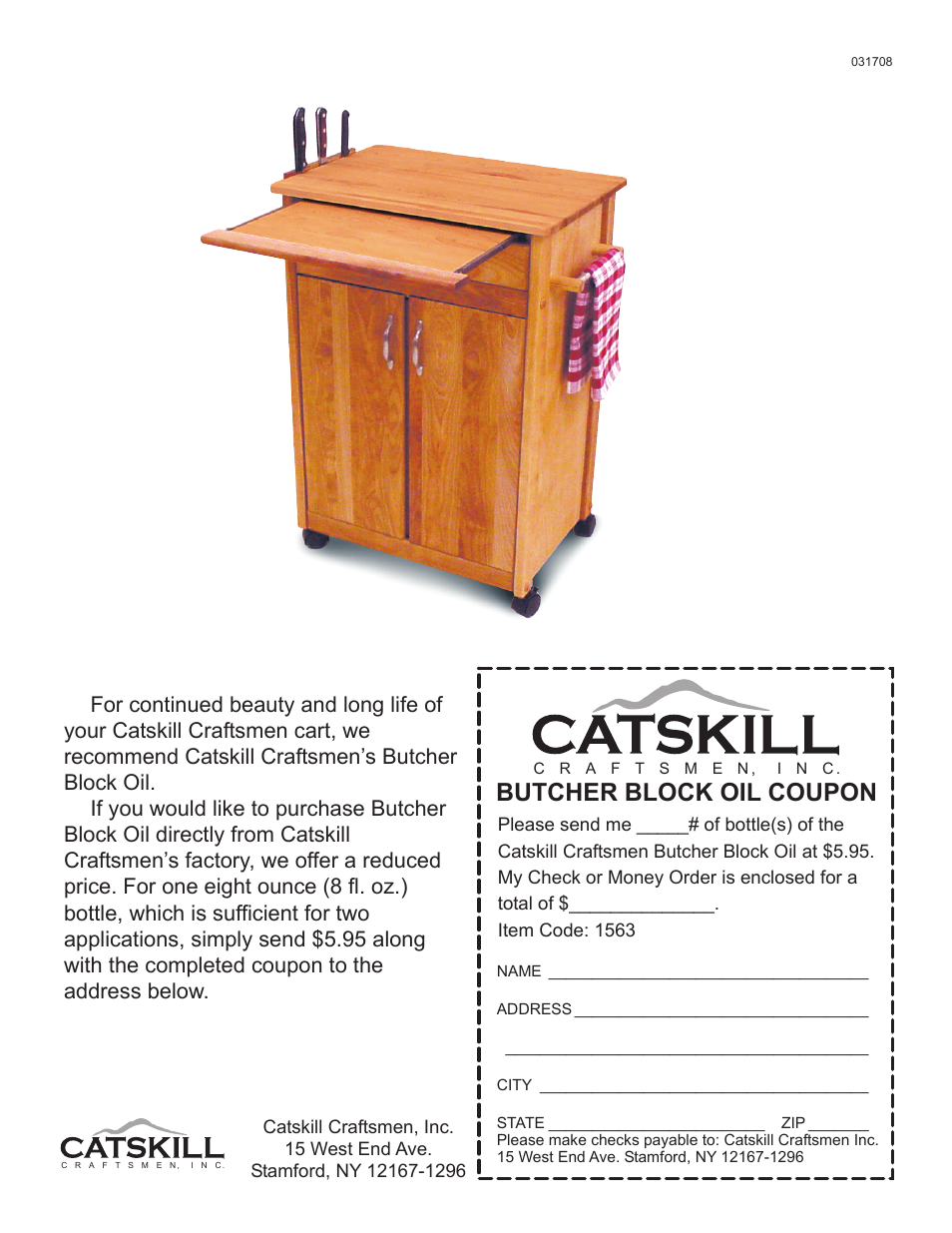 Butcher block oil coupon | Catskill Craftsmen 1563 User Manual | Page 12 / 12