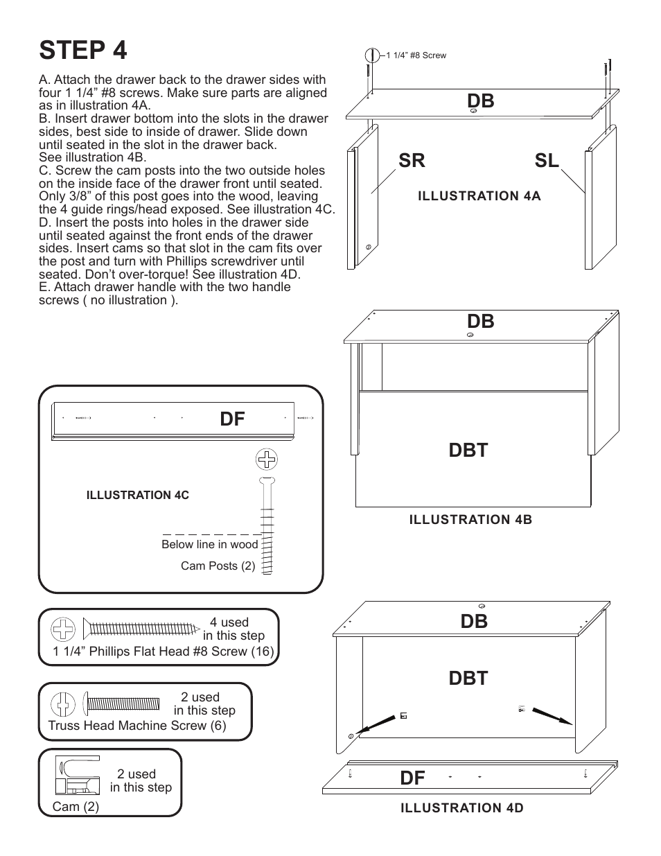 Step 4, Db sr sl db dbt dbt db df df | Catskill Craftsmen 1563 User Manual | Page 5 / 12