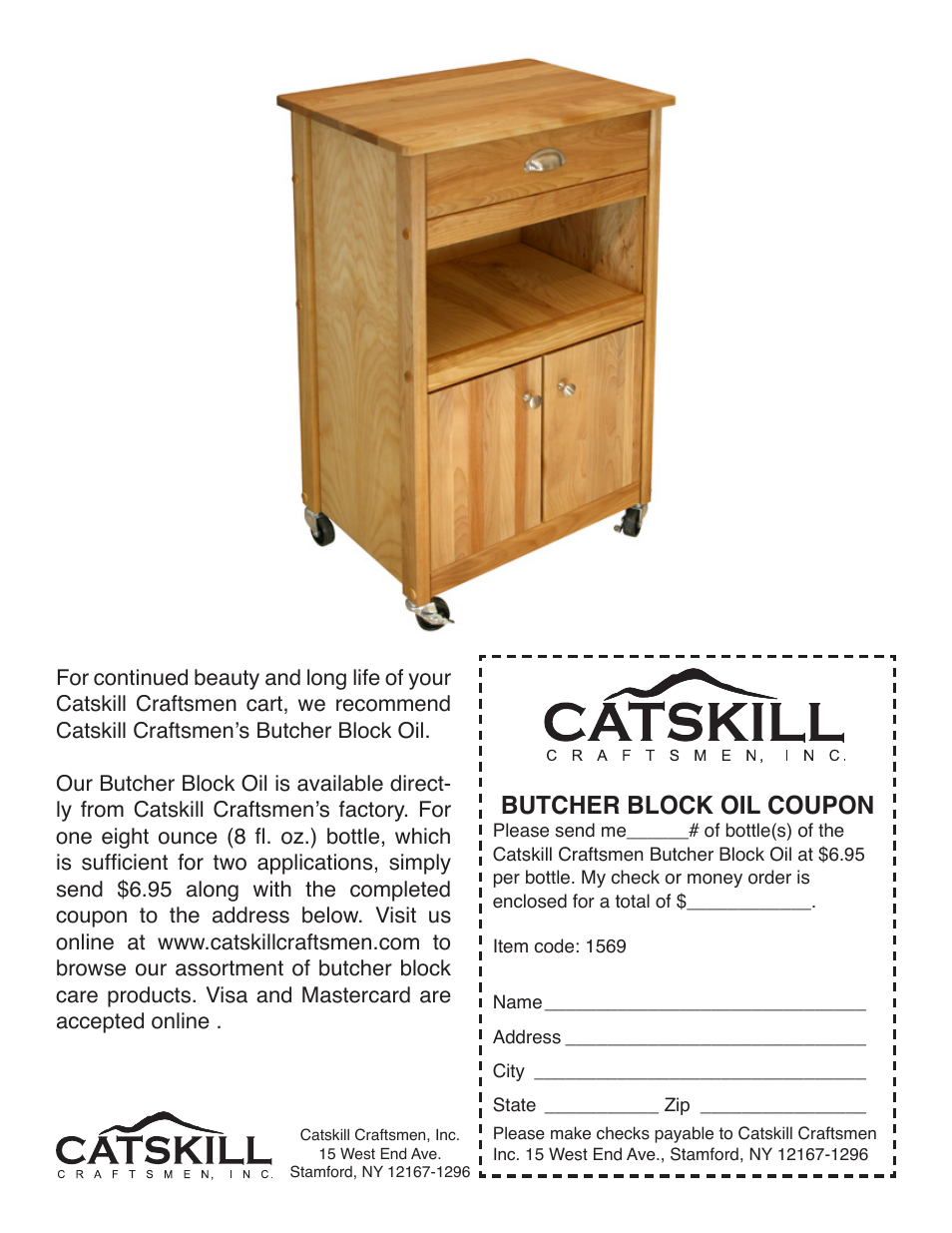 Butcher block oil coupon | Catskill Craftsmen 1569 User Manual | Page 12 / 12
