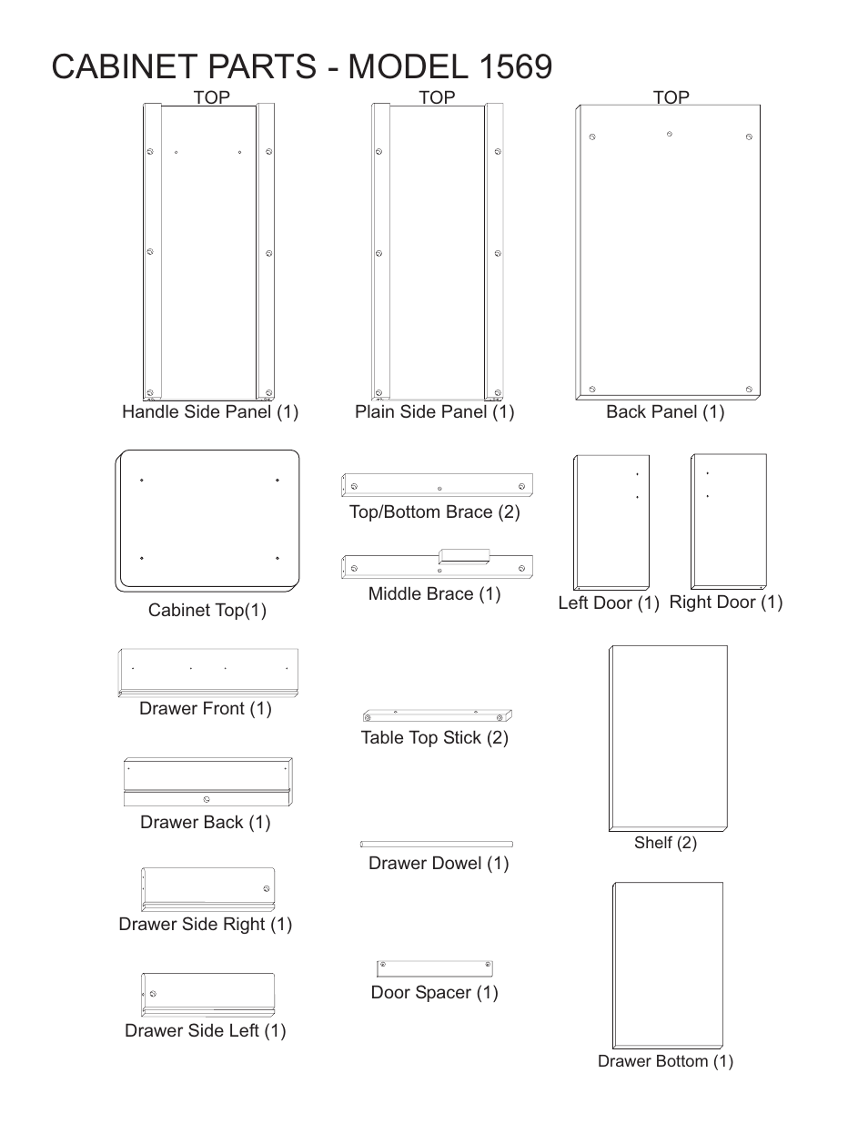 Cabinet parts - model 1569 | Catskill Craftsmen 1569 User Manual | Page 3 / 12