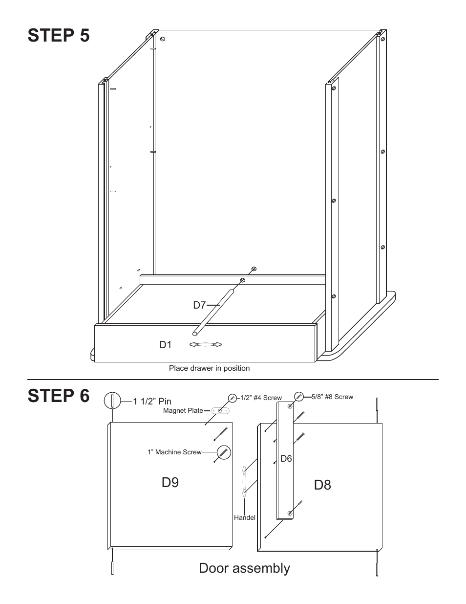 Step 5, Step 6, D8 d9 | Door assembly | Catskill Craftsmen 1575 User Manual | Page 7 / 13