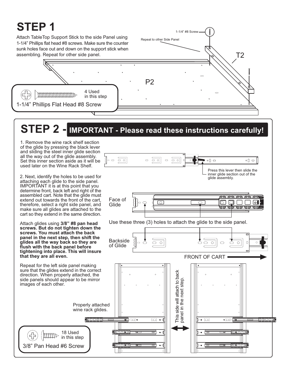 Step 1, Step 2, P2 t2 | Catskill Craftsmen 1580 User Manual | Page 4 / 14