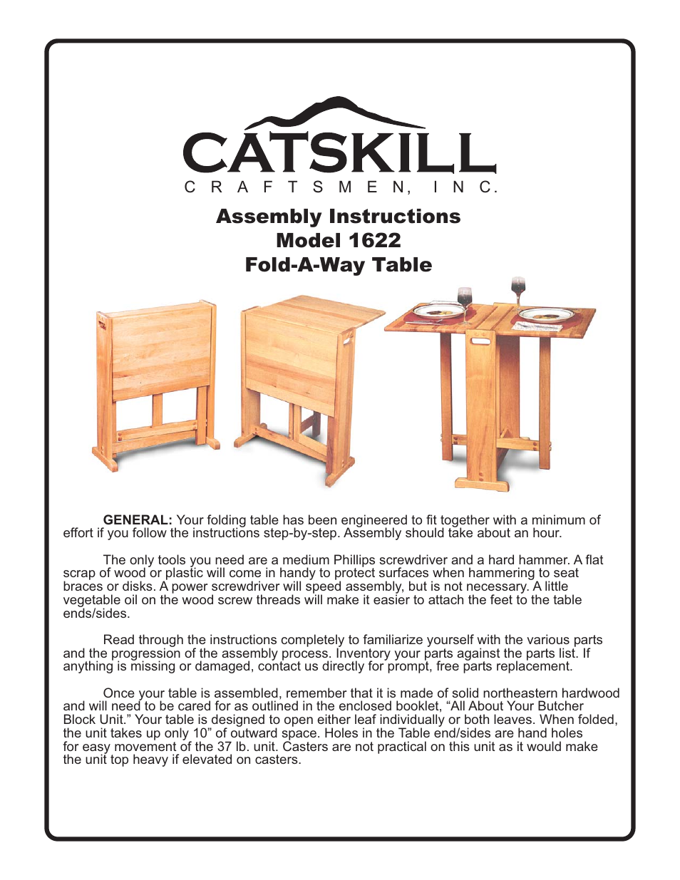 Catskill Craftsmen 1622 User Manual | 7 pages