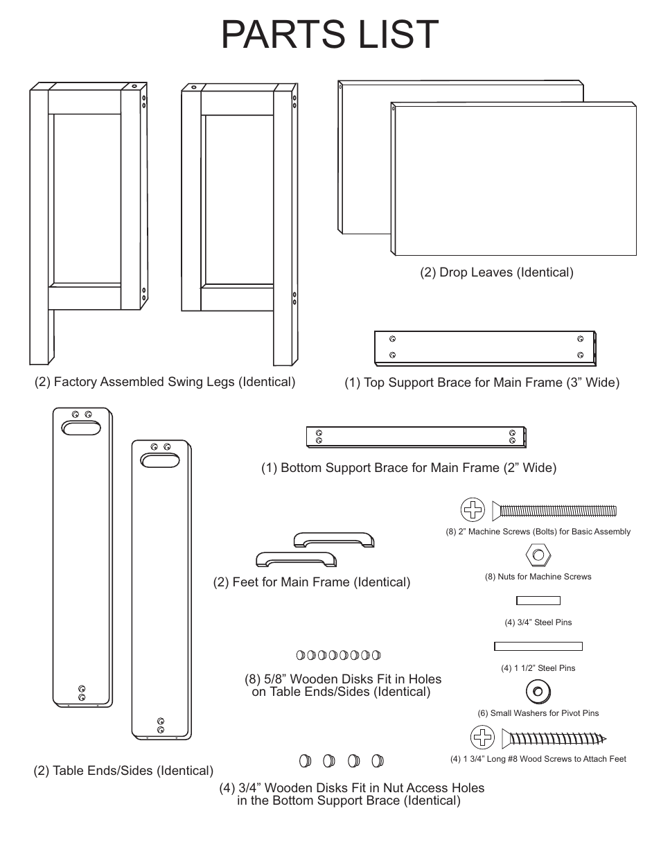 Parts list | Catskill Craftsmen 1622 User Manual | Page 2 / 7