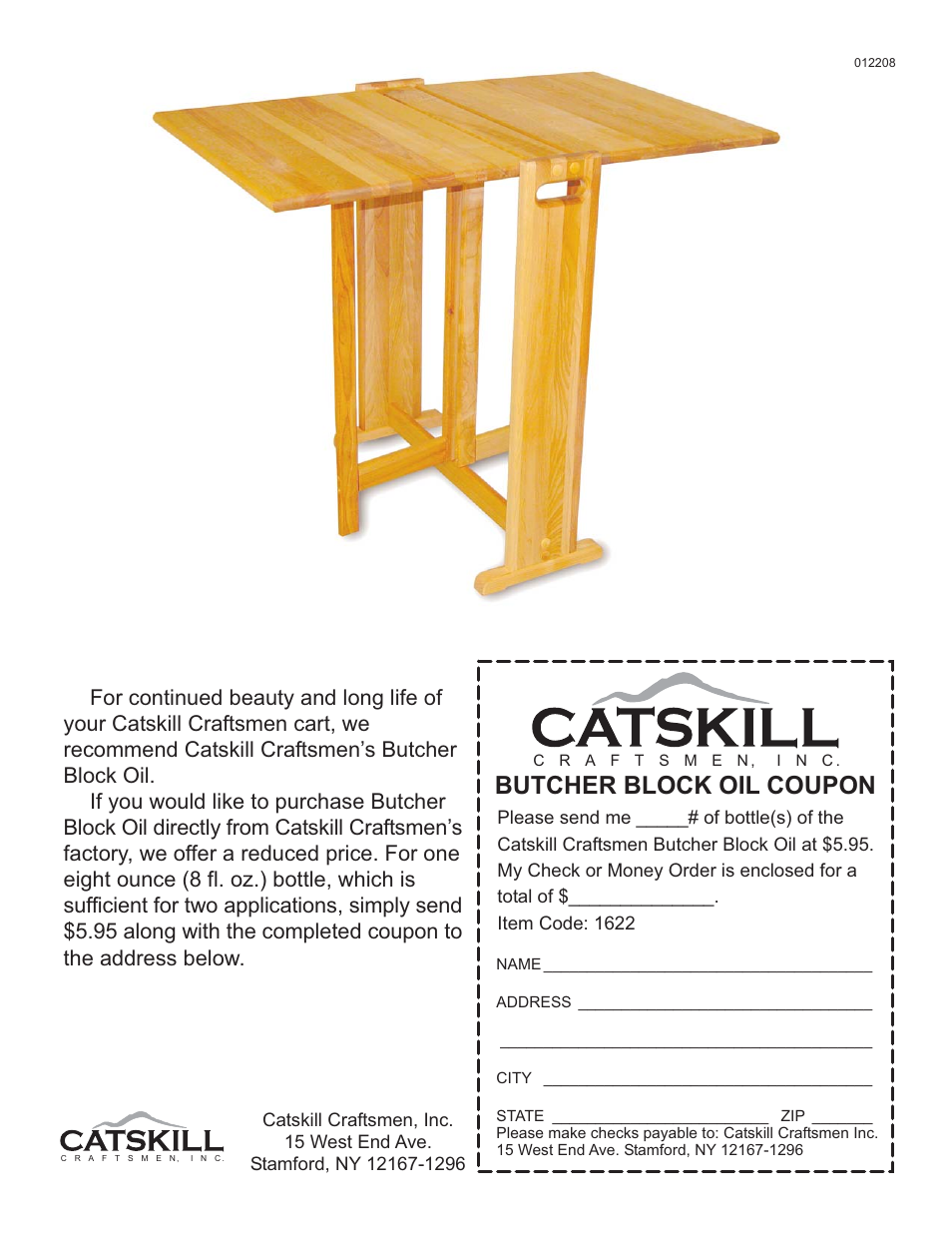 Butcher block oil coupon | Catskill Craftsmen 1622 User Manual | Page 7 / 7