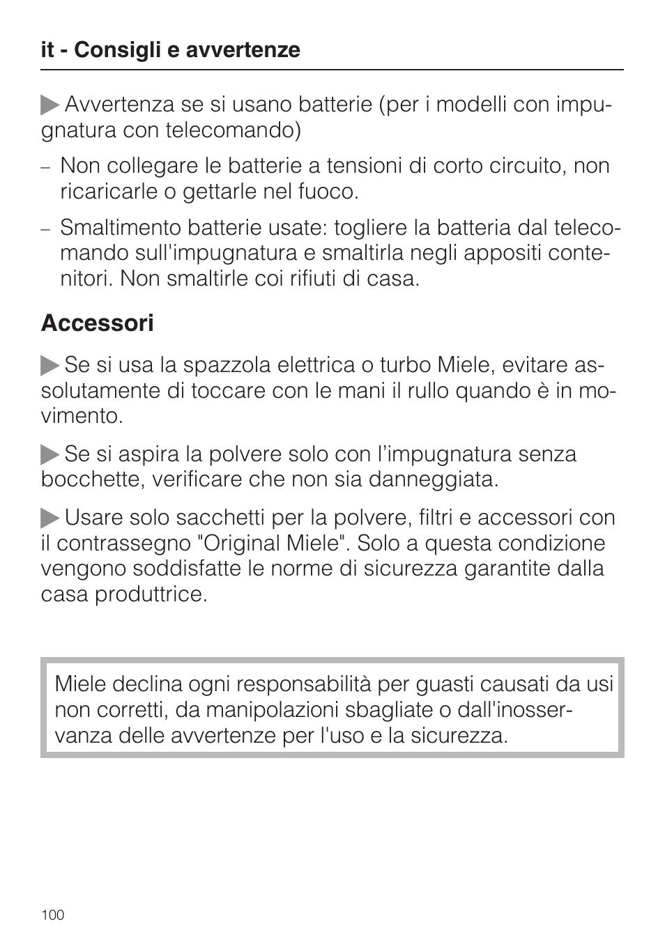 Miele HS15 User Manual | Page 100 / 124