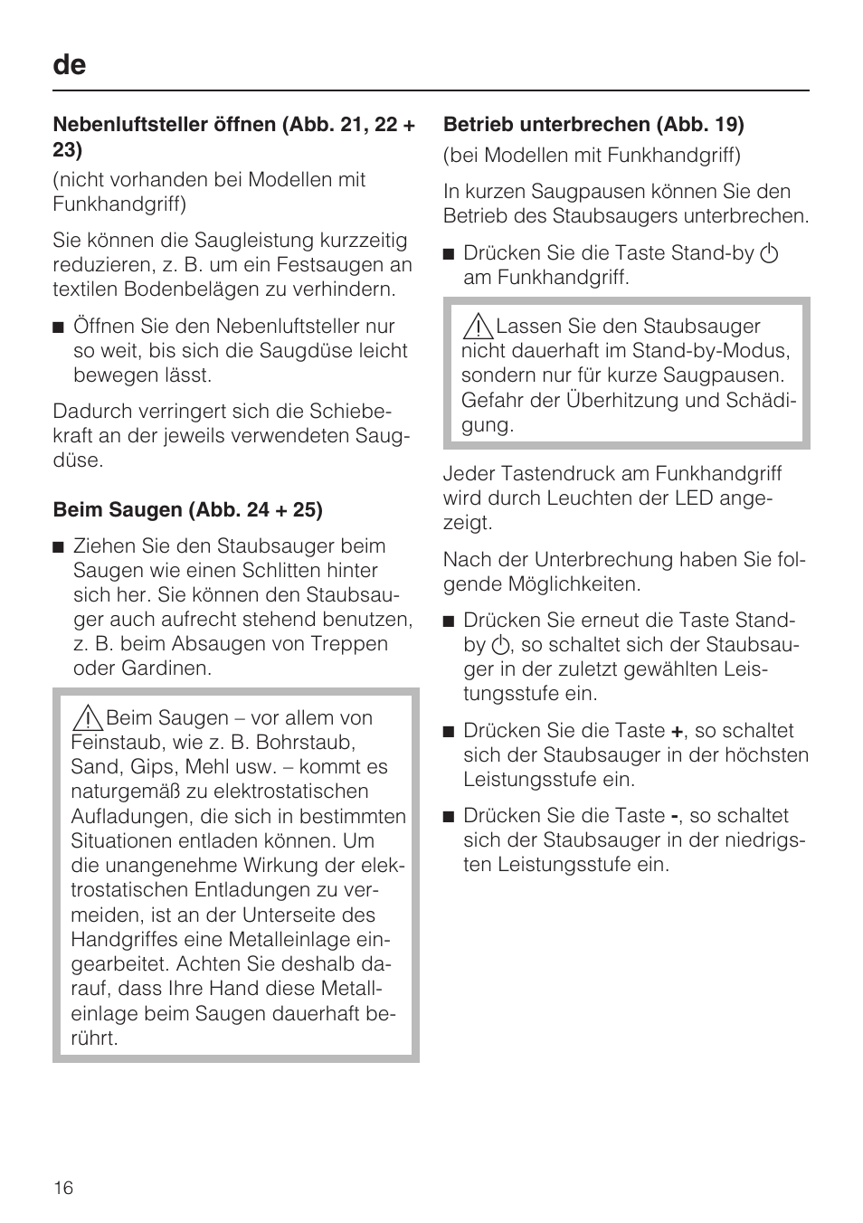 Miele HS15 User Manual | Page 16 / 124