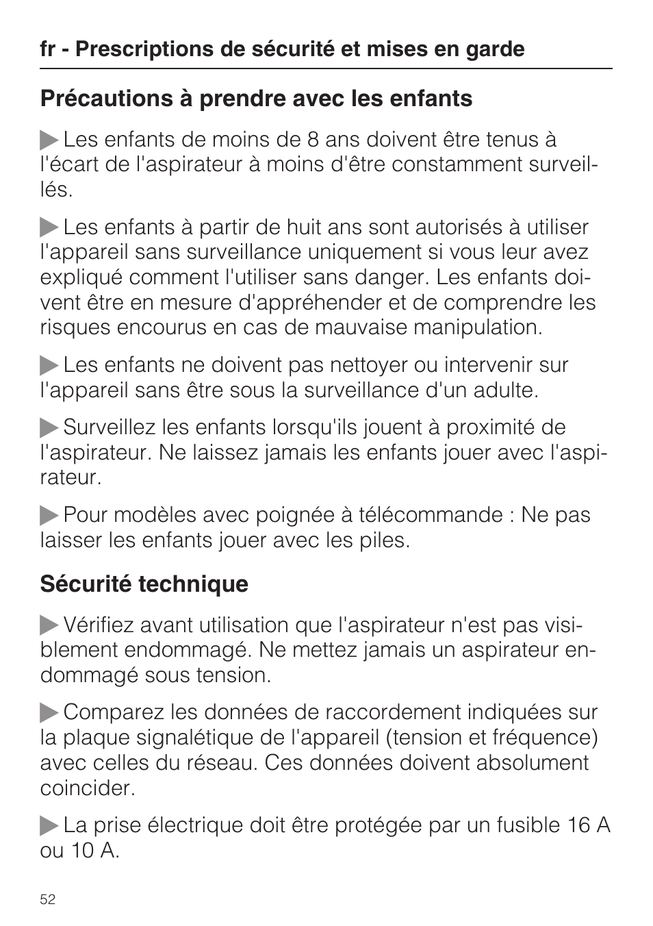 Miele HS15 User Manual | Page 52 / 124