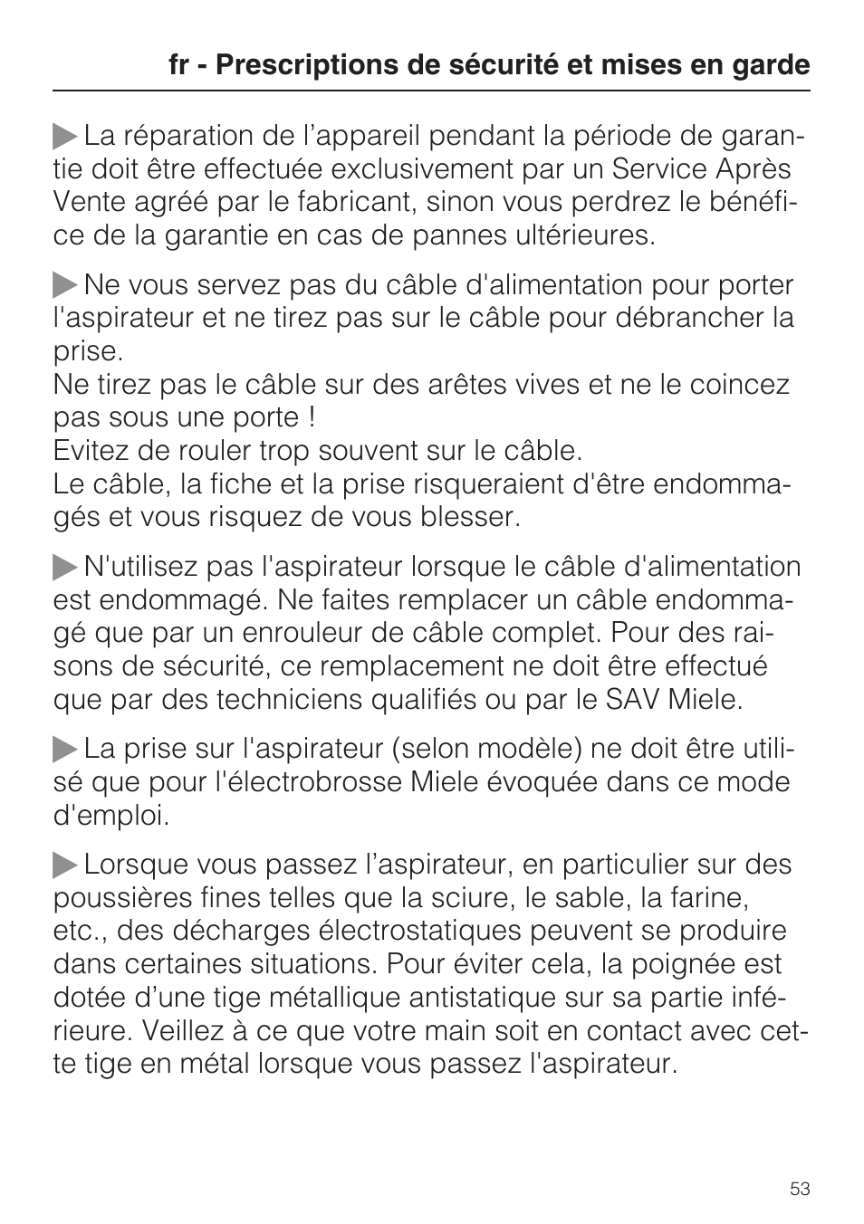 Miele HS15 User Manual | Page 53 / 124