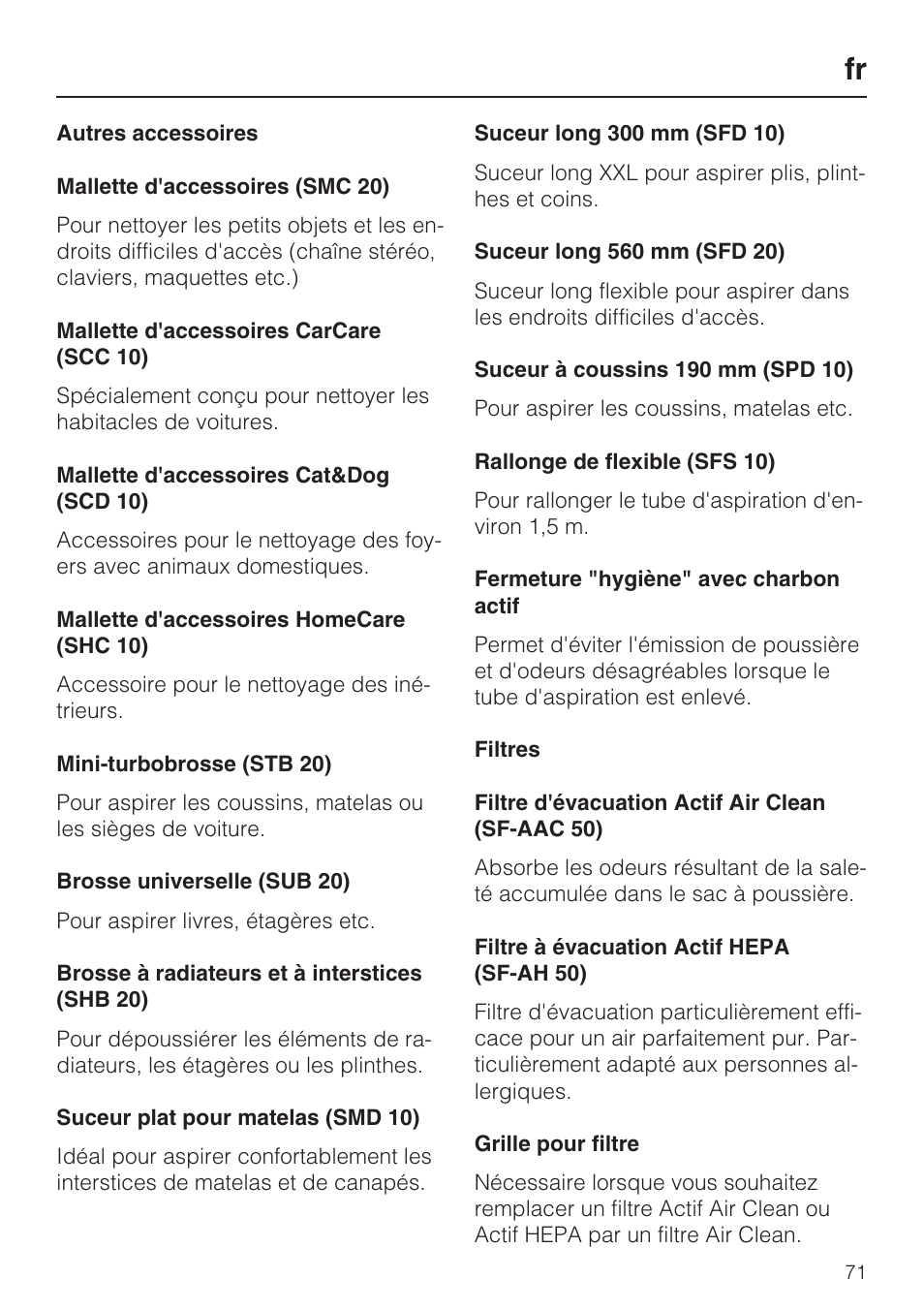 Miele HS15 User Manual | Page 71 / 124