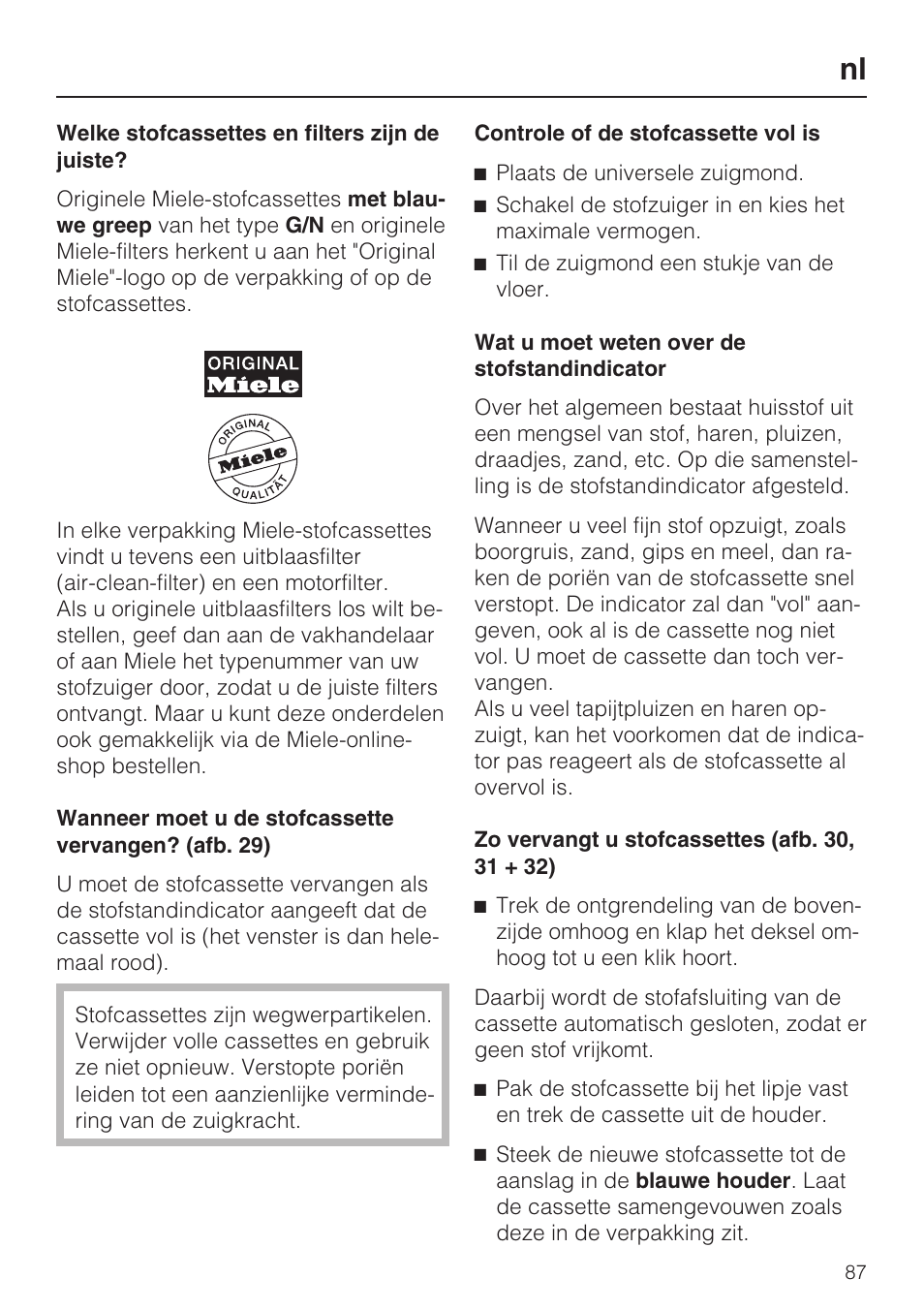 Miele HS15 User Manual | Page 87 / 124