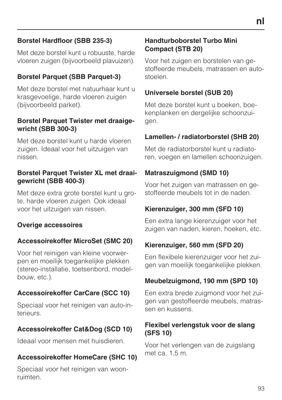Miele HS15 User Manual | Page 93 / 124