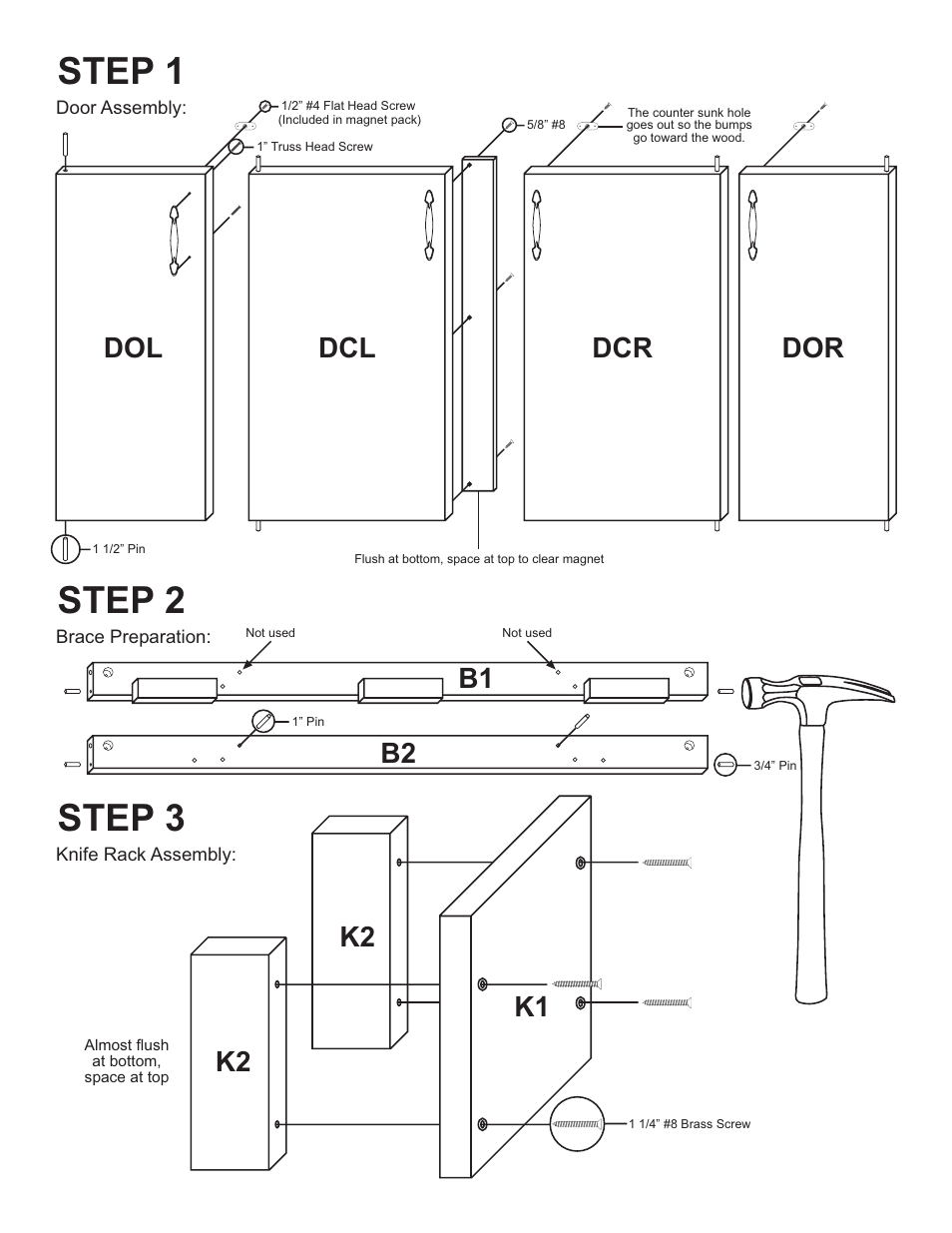 Step 1, Step 2, Step 3 | Catskill Craftsmen 1843 User Manual | Page 5 / 18
