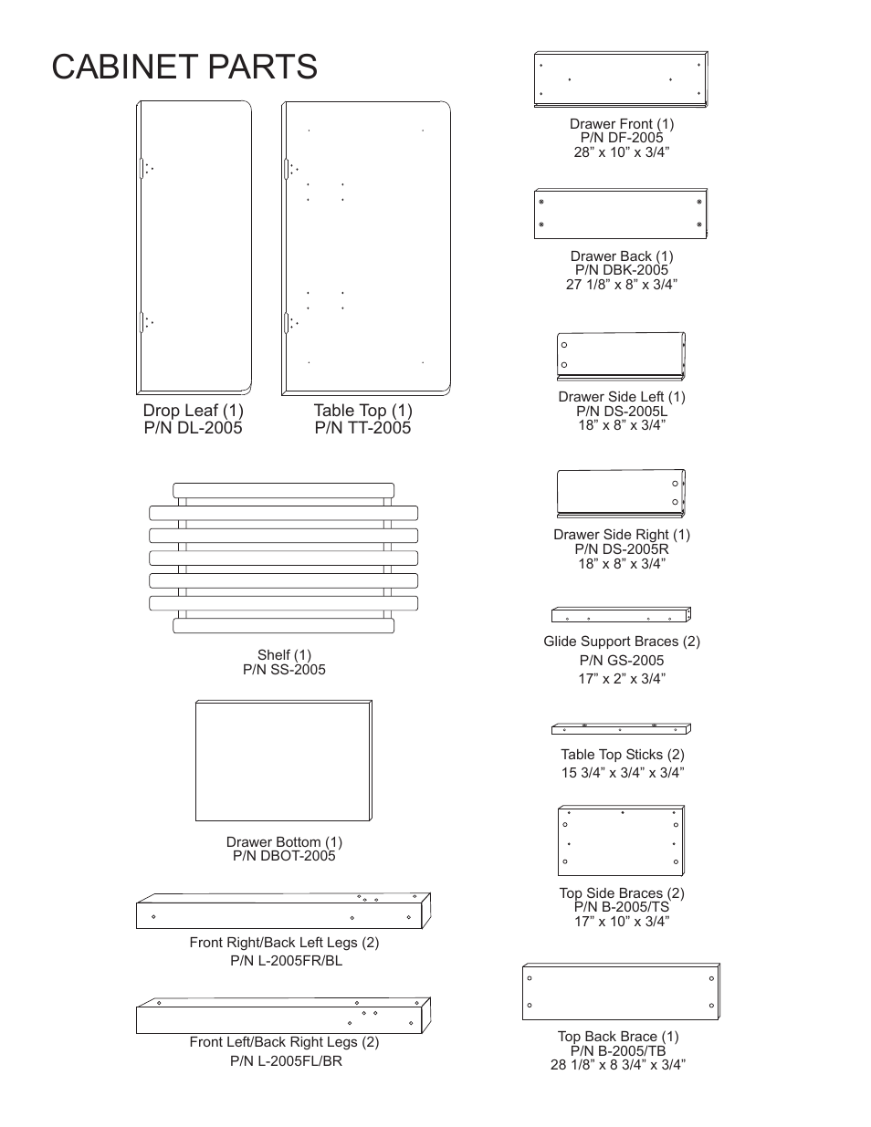 Cabinet parts | Catskill Craftsmen 2005 User Manual | Page 2 / 11