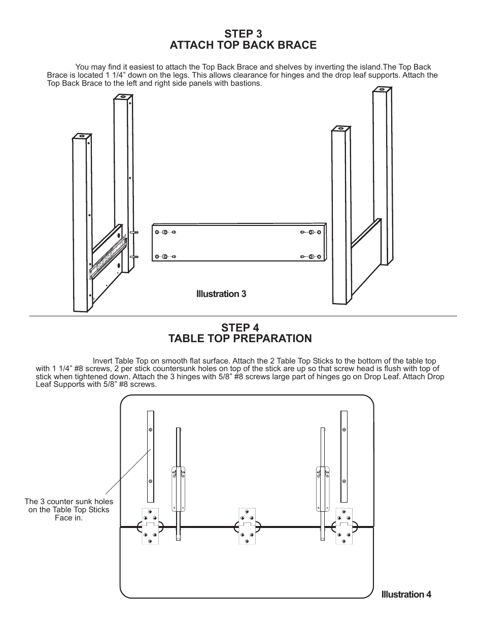 Step 3 attach top back brace, Step 4 table top preparation | Catskill Craftsmen 2005 User Manual | Page 7 / 11