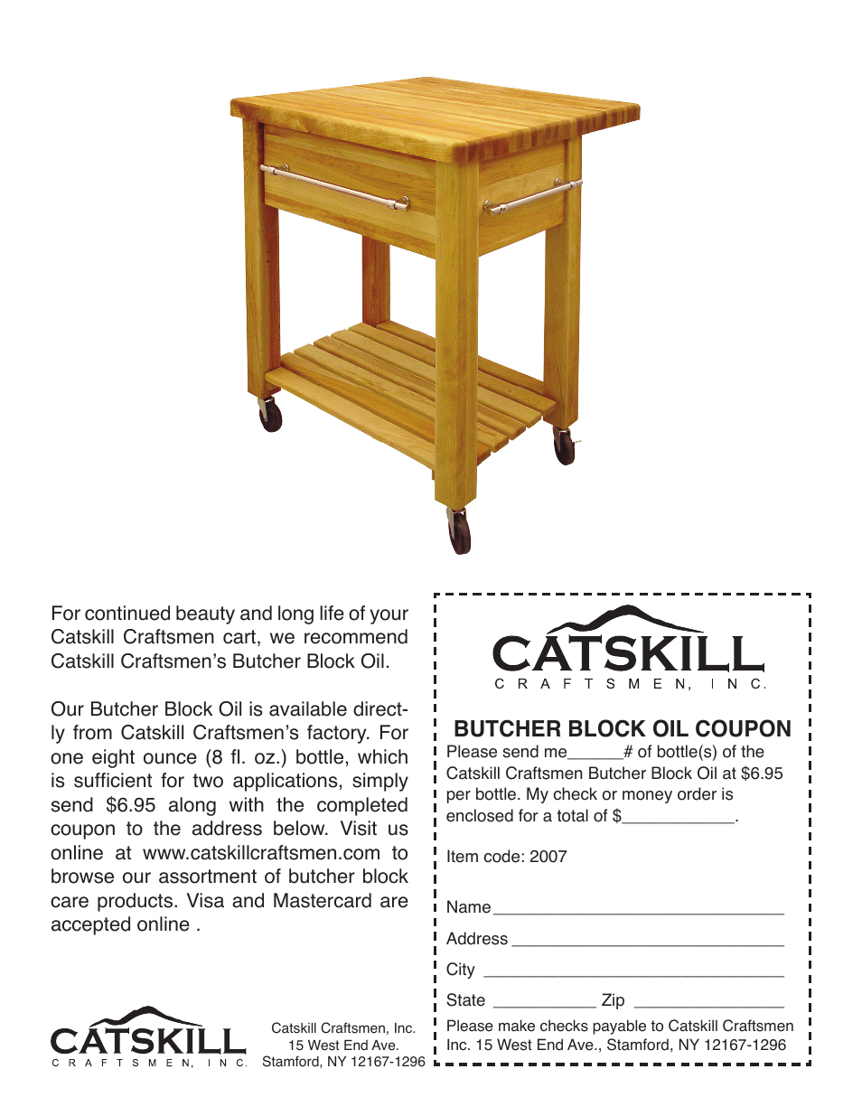 Butcher block oil coupon | Catskill Craftsmen 2007 User Manual | Page 11 / 11