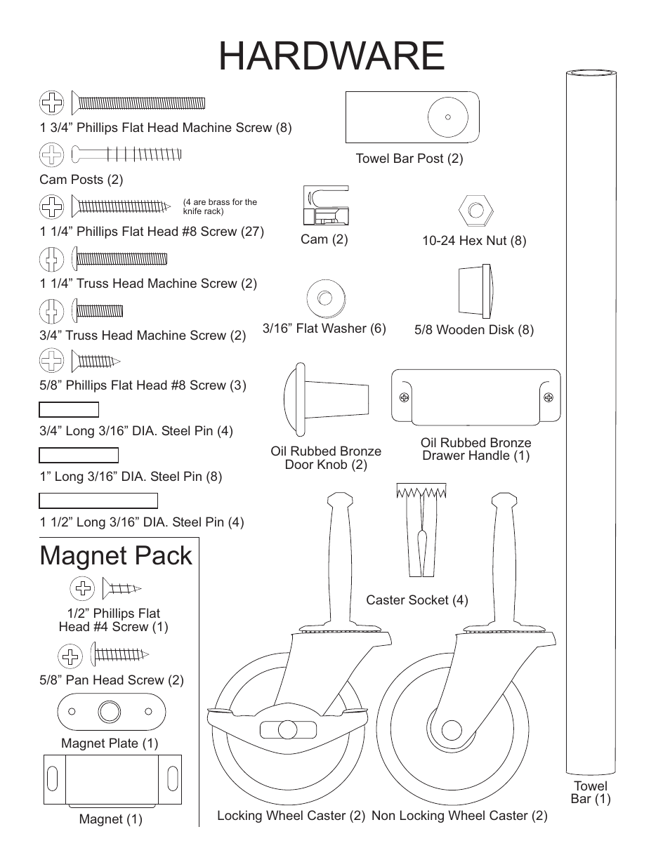 Hardware, Magnet pack | Catskill Craftsmen 1531 User Manual | Page 3 / 13