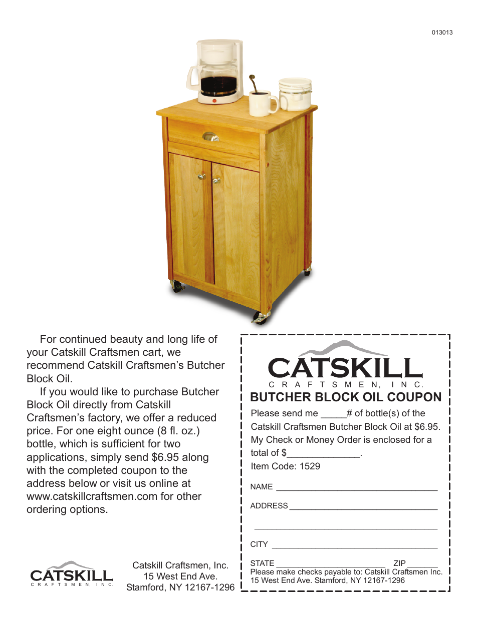 Butcher block oil coupon | Catskill Craftsmen 1529 User Manual | Page 14 / 14