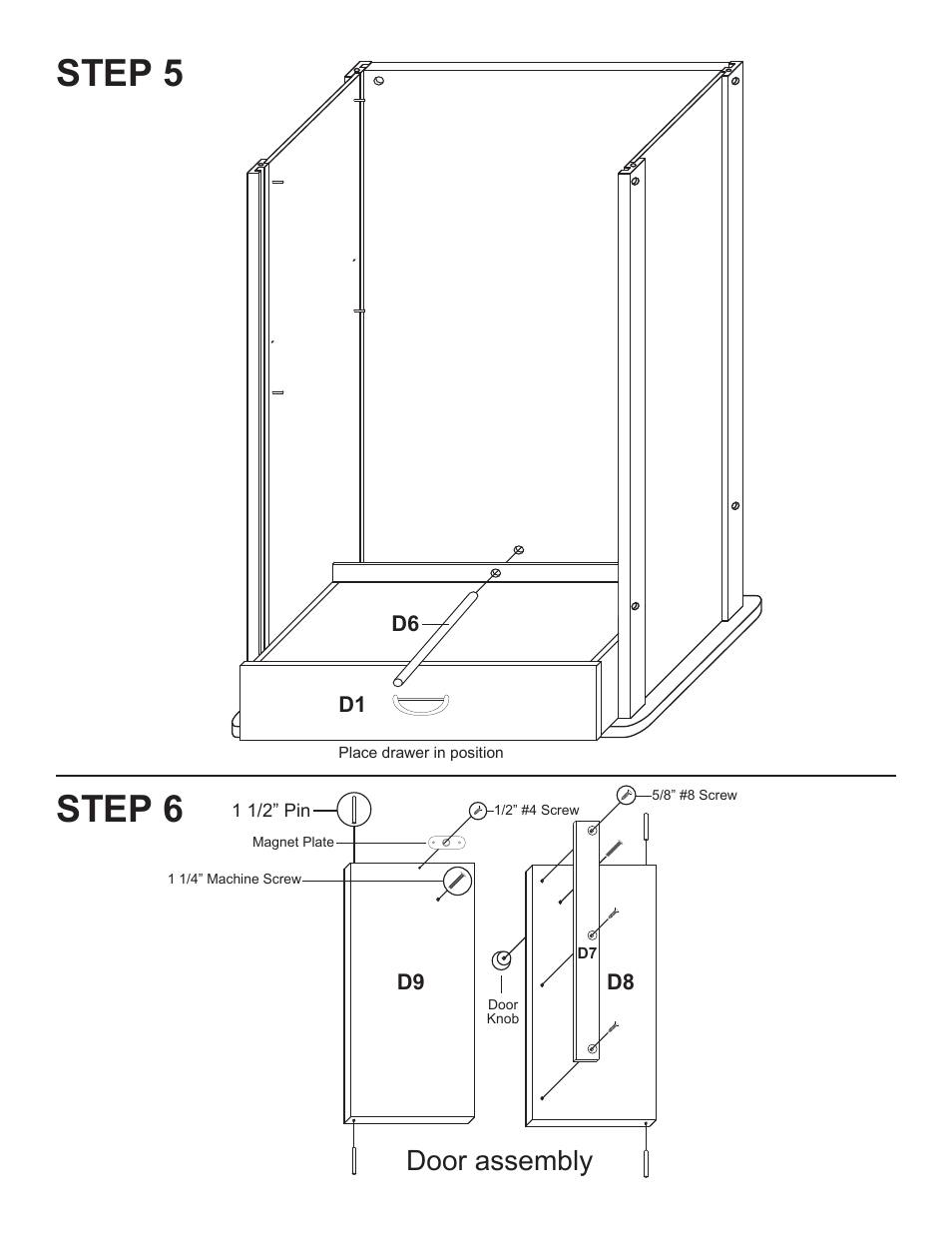 Step 5, Step 6, Door assembly | Catskill Craftsmen 1529 User Manual | Page 7 / 14