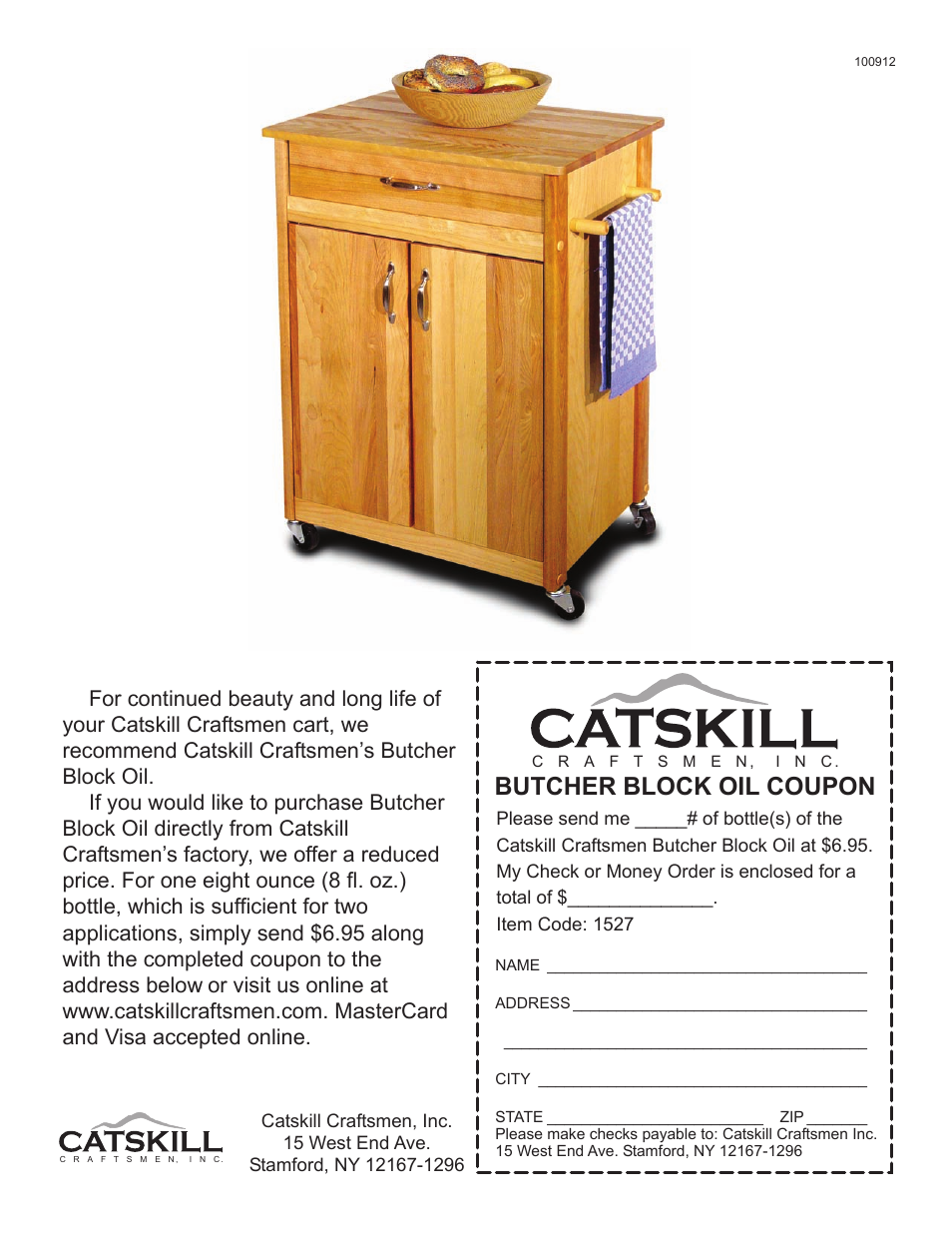 Butcher block oil coupon | Catskill Craftsmen 1527 User Manual | Page 12 / 12