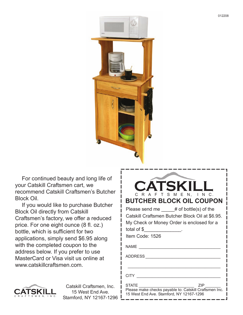 Butcher block oil coupon | Catskill Craftsmen 1526 User Manual | Page 13 / 13