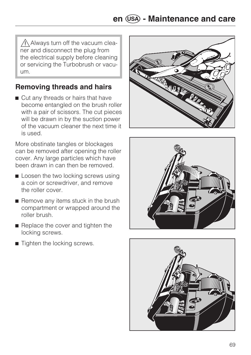 En u - maintenance and care | Miele S 8730 Special User Manual | Page 69 / 76