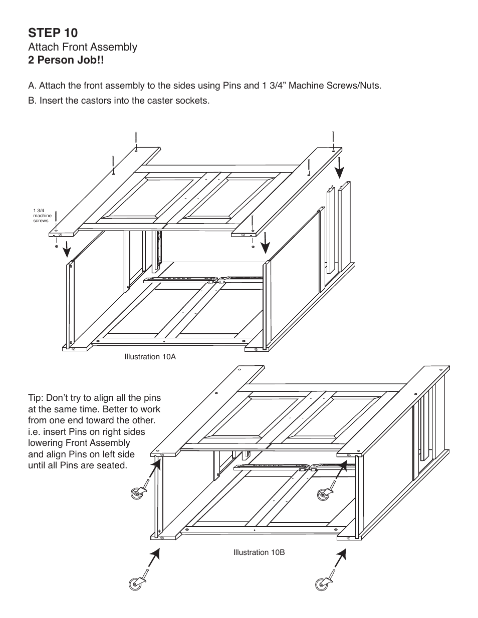 Step 10, Attach front assembly 2 person job | Catskill Craftsmen 1480DOR User Manual | Page 14 / 17