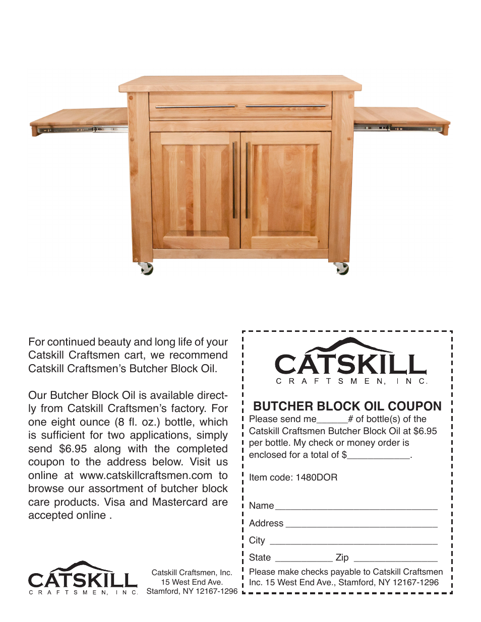 Butcher block oil coupon | Catskill Craftsmen 1480DOR User Manual | Page 17 / 17