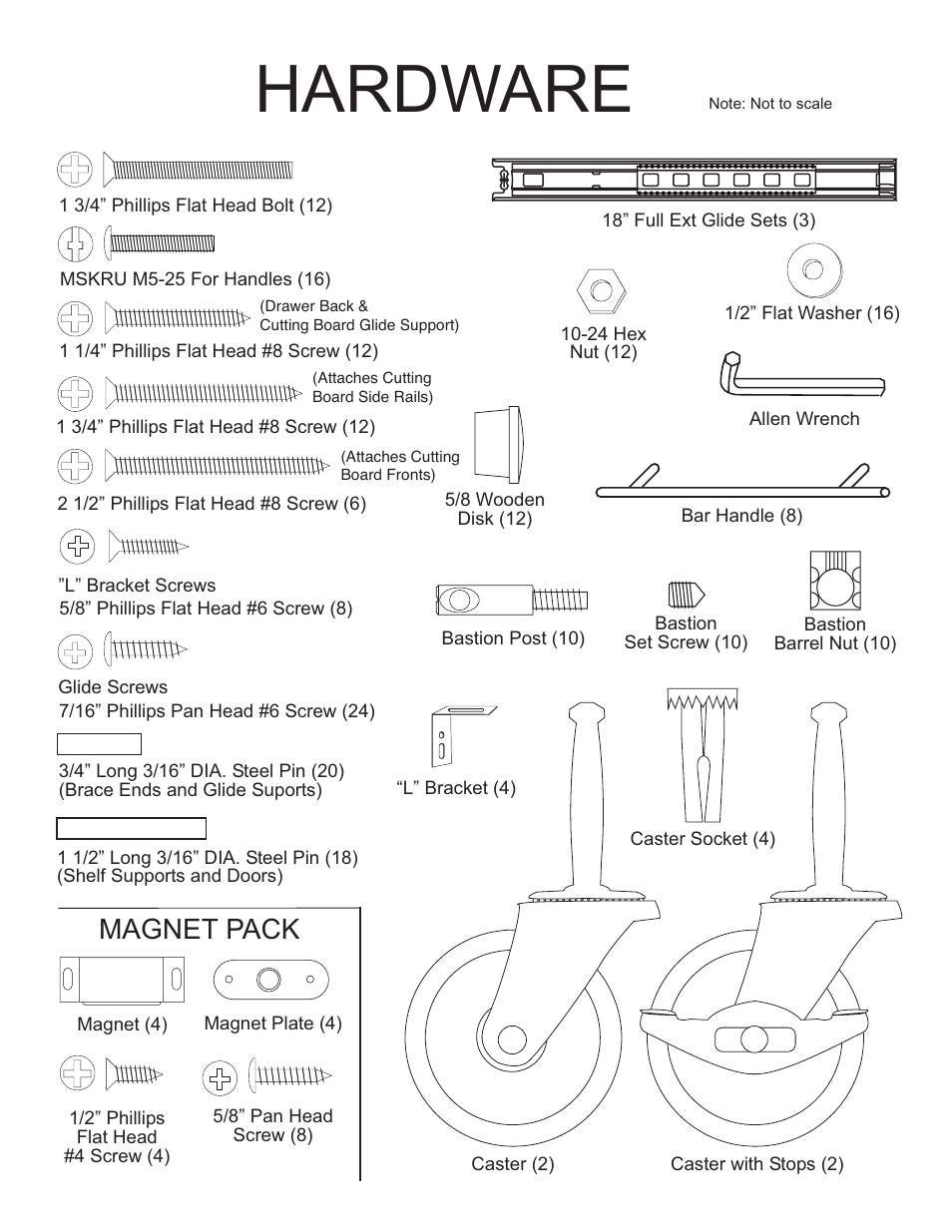 Hardware, Magnet pack | Catskill Craftsmen 1480DOR User Manual | Page 4 / 17