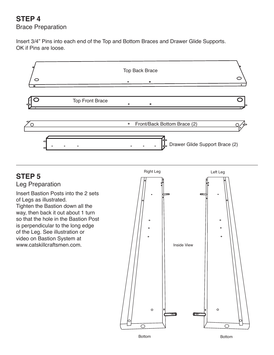 Step 5, Step 4, Leg preparation | Brace preparation | Catskill Craftsmen 1480DOR User Manual | Page 8 / 17