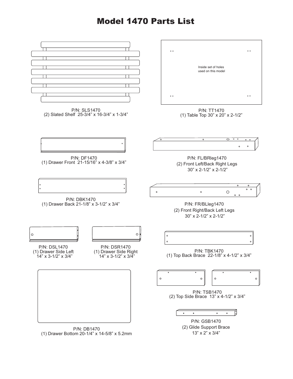 Model 1470 parts list | Catskill Craftsmen 1470 User Manual | Page 2 / 12