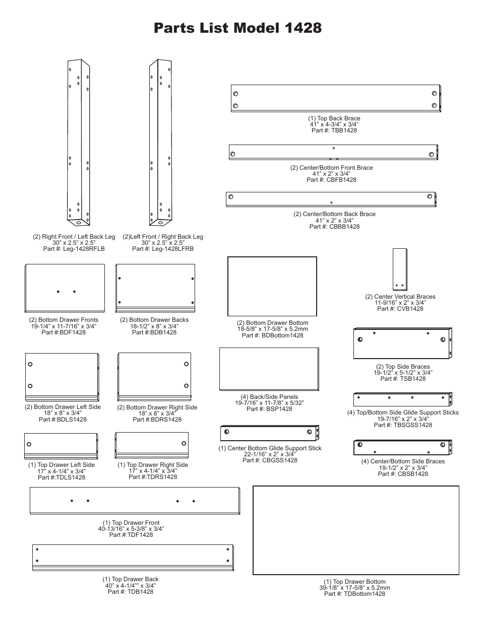 Parts list model 1428 | Catskill Craftsmen 1428 User Manual | Page 2 / 15