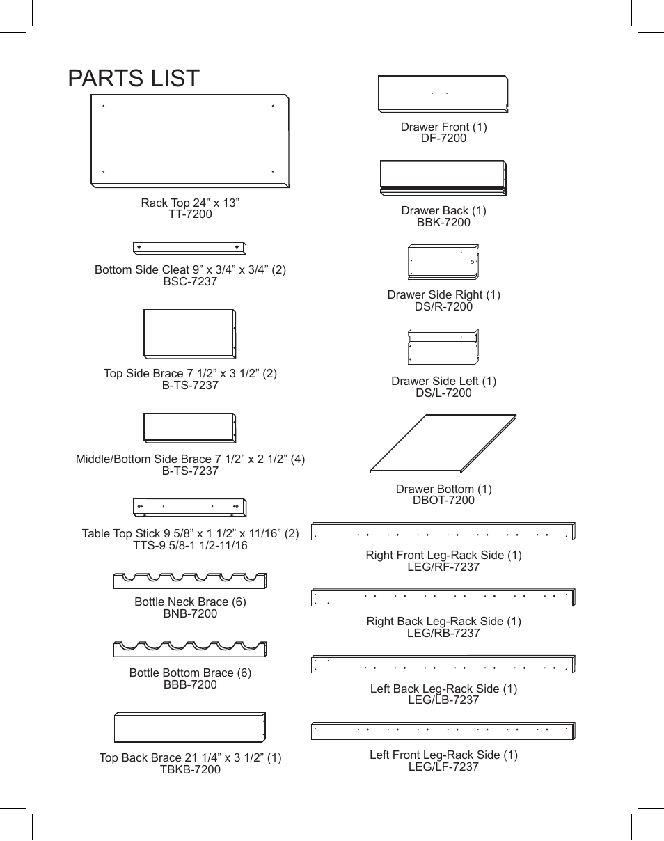 Parts list | Catskill Craftsmen 7237 User Manual | Page 2 / 12