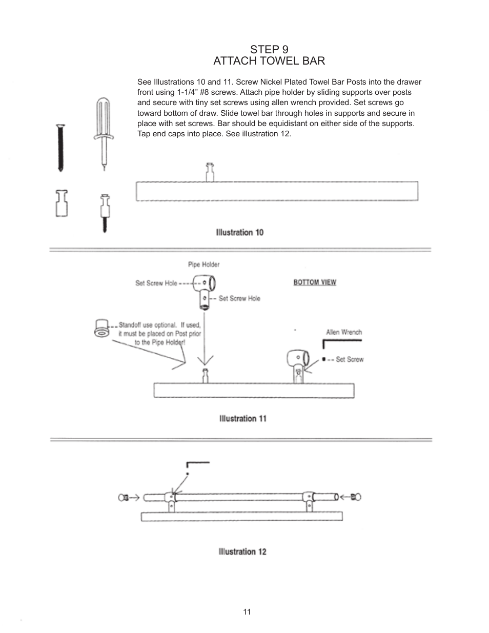 Step 9 attach towel bar | Catskill Craftsmen 14485 User Manual | Page 12 / 14