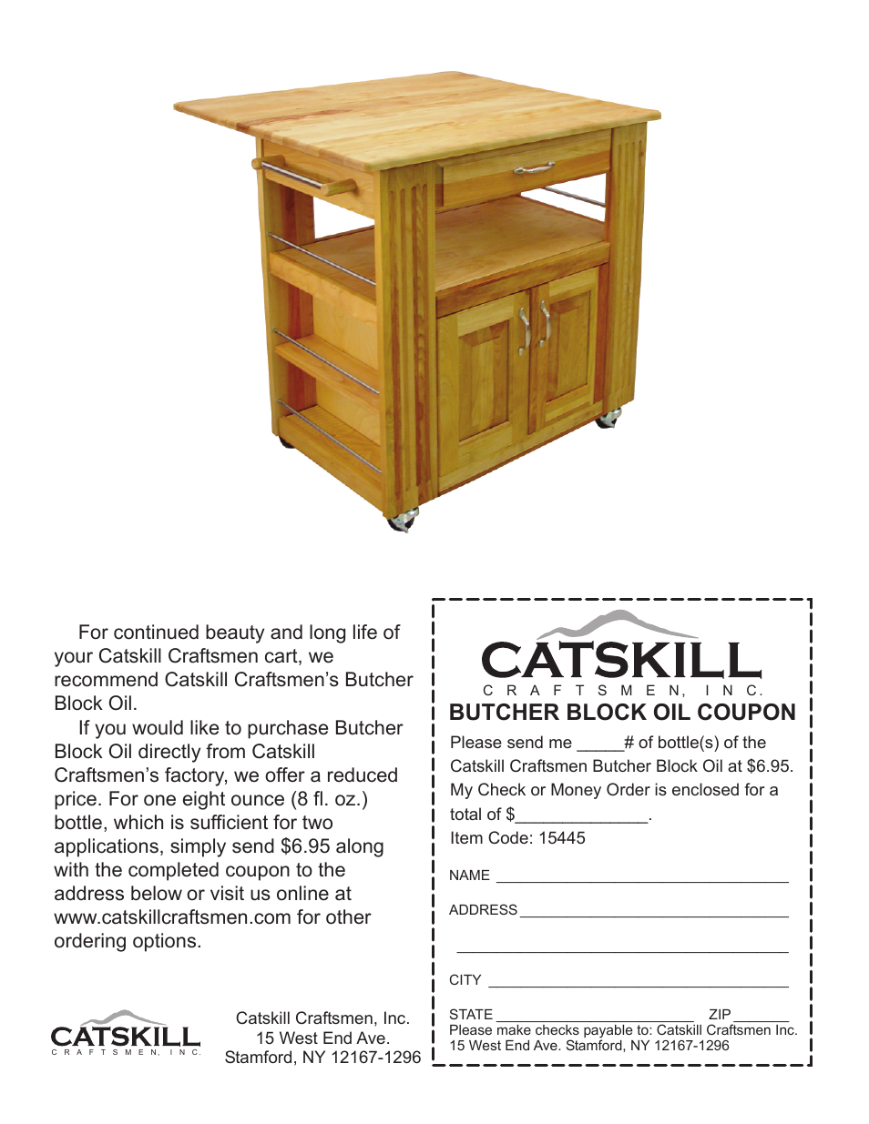 Butcher block oil coupon | Catskill Craftsmen 15445 User Manual | Page 13 / 14