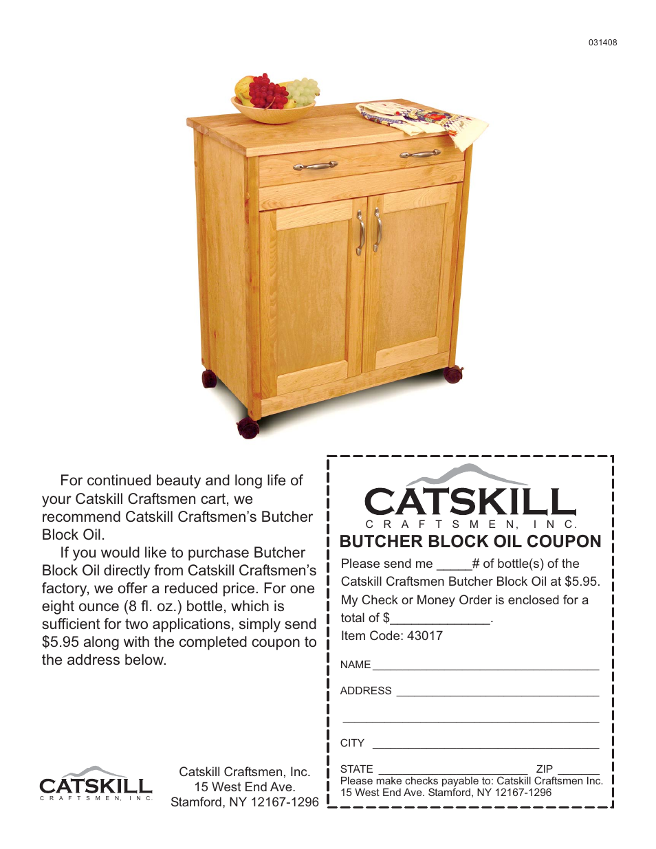 Butcher block oil coupon | Catskill Craftsmen 43017 User Manual | Page 12 / 13