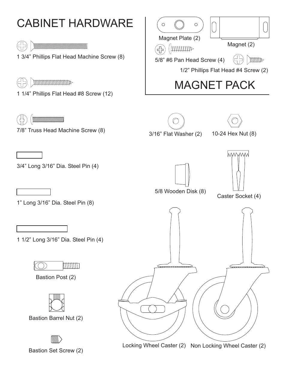 Cabinet hardware, Magnet pack | Catskill Craftsmen 43017 User Manual | Page 3 / 13