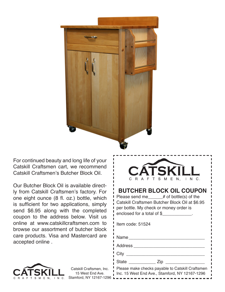 Butcher block oil coupon | Catskill Craftsmen 51524 User Manual | Page 12 / 12