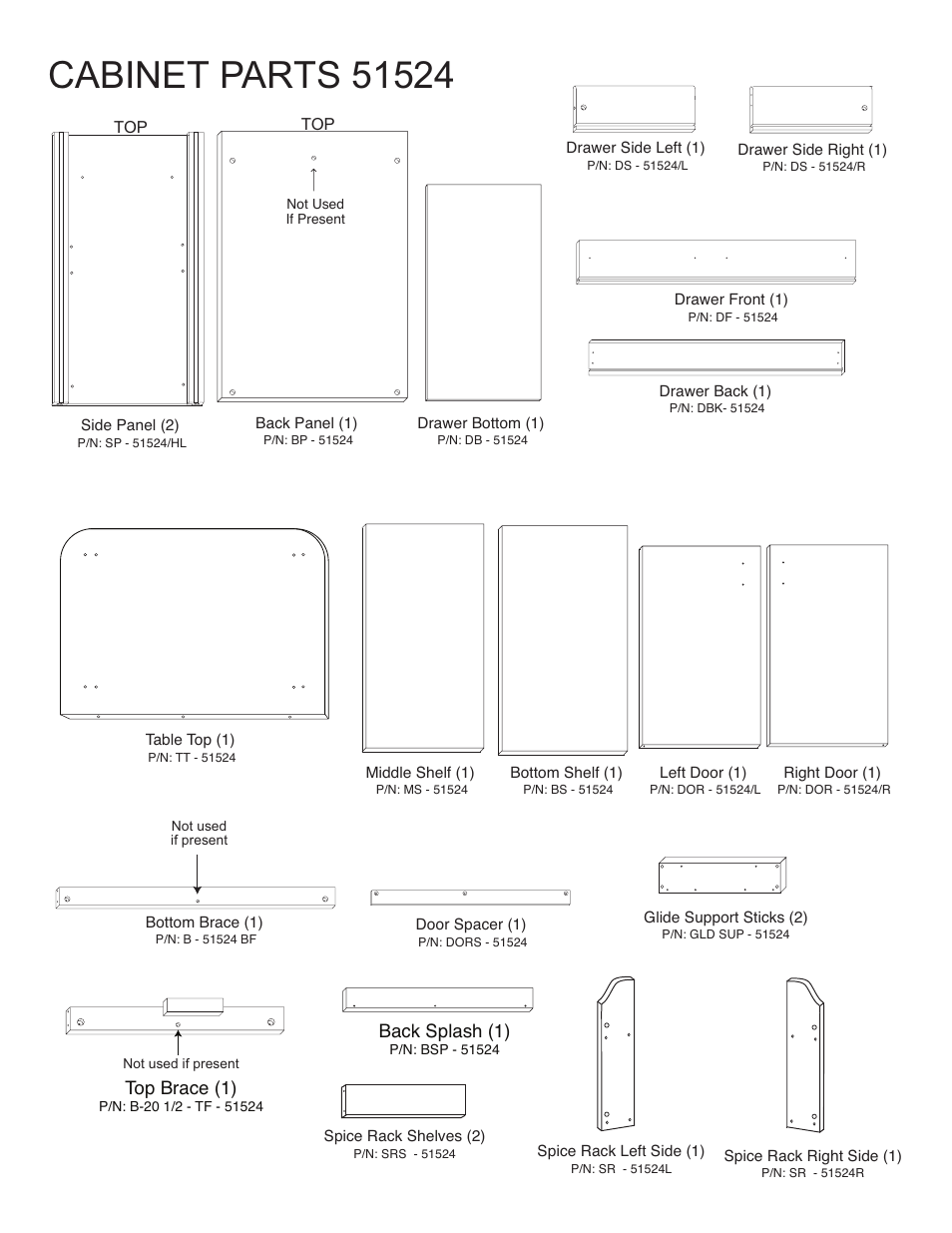 Top brace (1), Back splash (1) | Catskill Craftsmen 51524 User Manual | Page 2 / 12