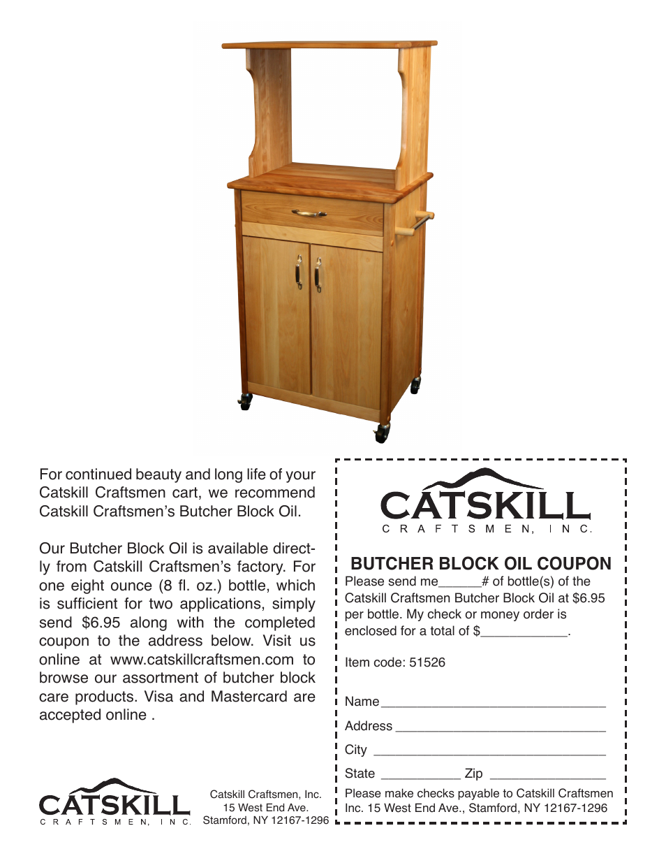 Butcher block oil coupon | Catskill Craftsmen 51526 User Manual | Page 13 / 13