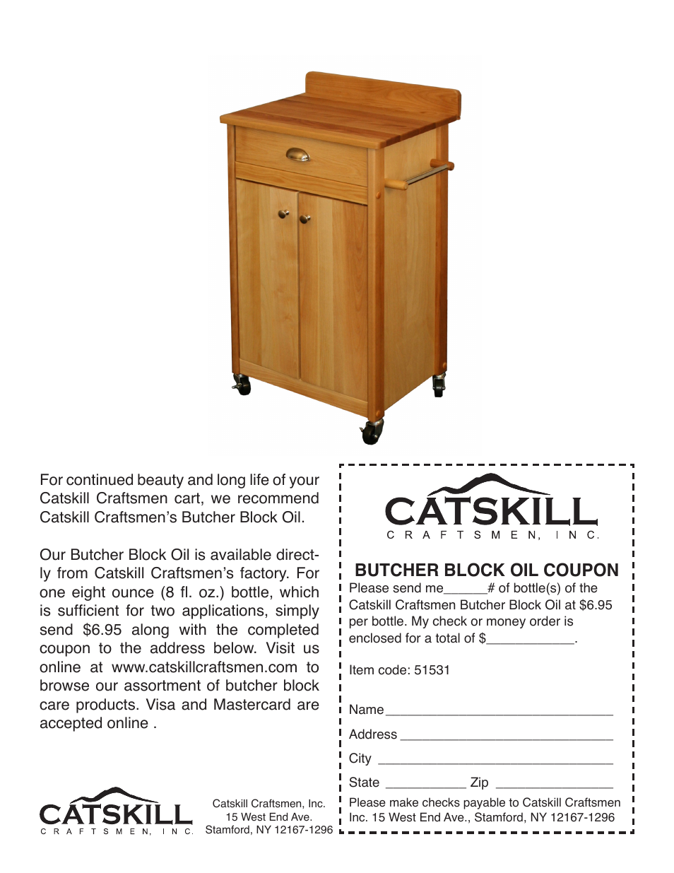 Butcher block oil coupon | Catskill Craftsmen 51531 User Manual | Page 12 / 12