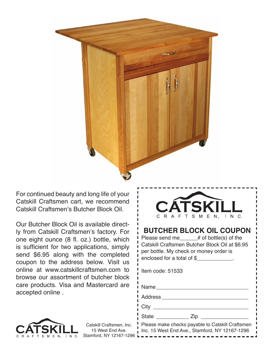 Butcher block oil coupon | Catskill Craftsmen 51533 User Manual | Page 11 / 11