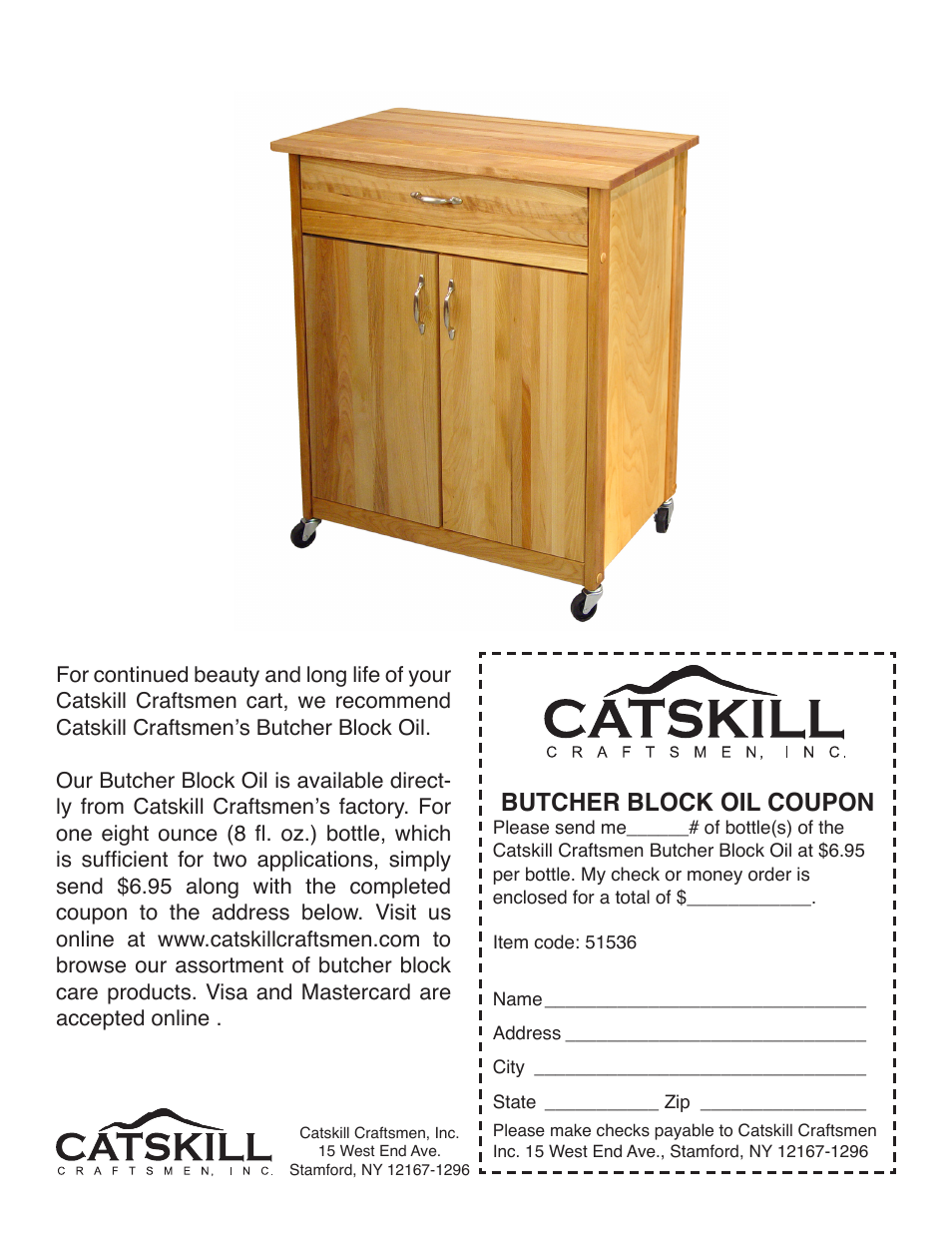 Butcher block oil coupon | Catskill Craftsmen 51536 User Manual | Page 11 / 11