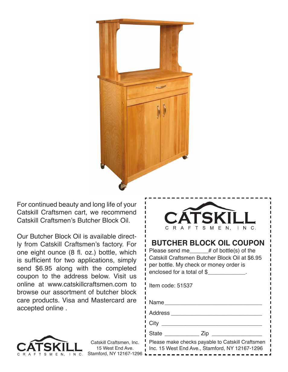 Butcher block oil coupon | Catskill Craftsmen 51537 User Manual | Page 12 / 12