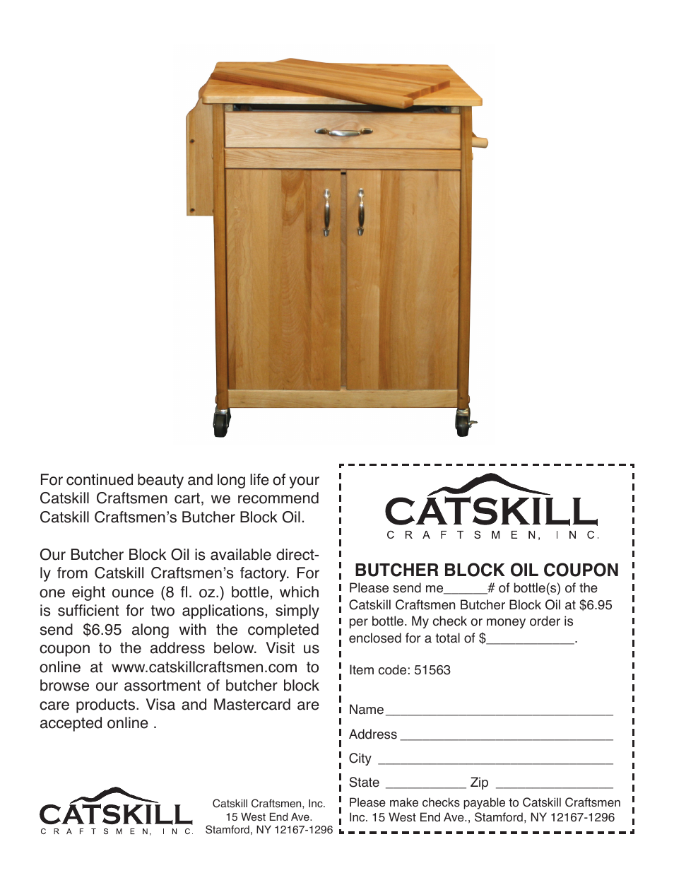Butcher block oil coupon | Catskill Craftsmen 51563 User Manual | Page 12 / 12