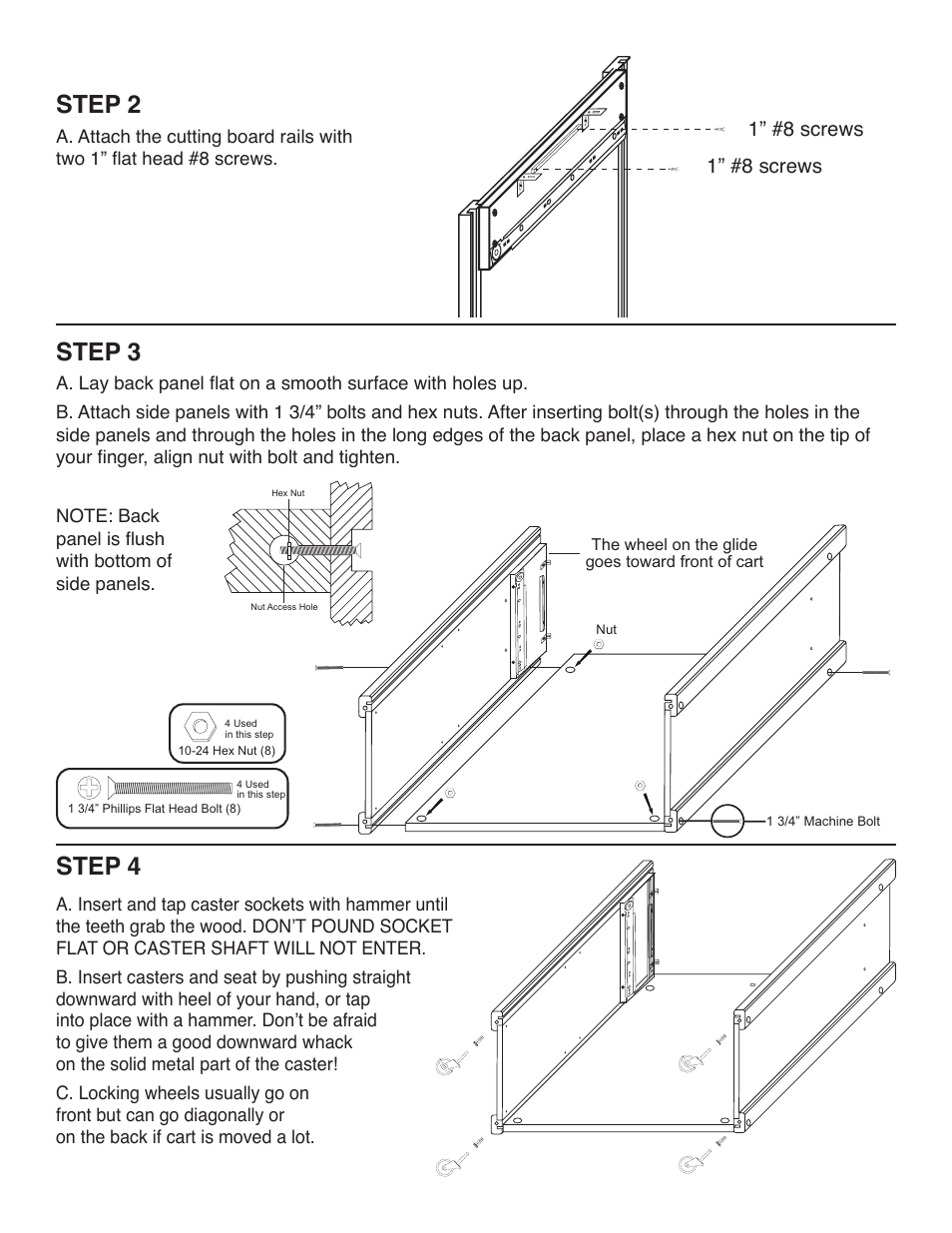 Step 3, Step 4, Step 2 | 1” #8 screws | Catskill Craftsmen 51563 User Manual | Page 5 / 12