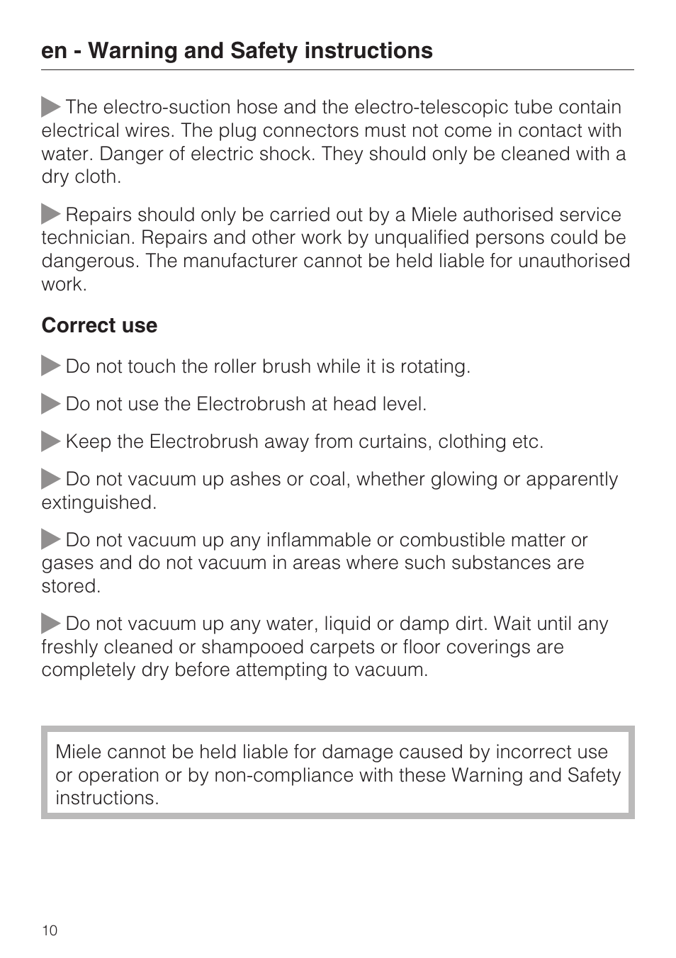 Miele SEB 216 User Manual | Page 10 / 100