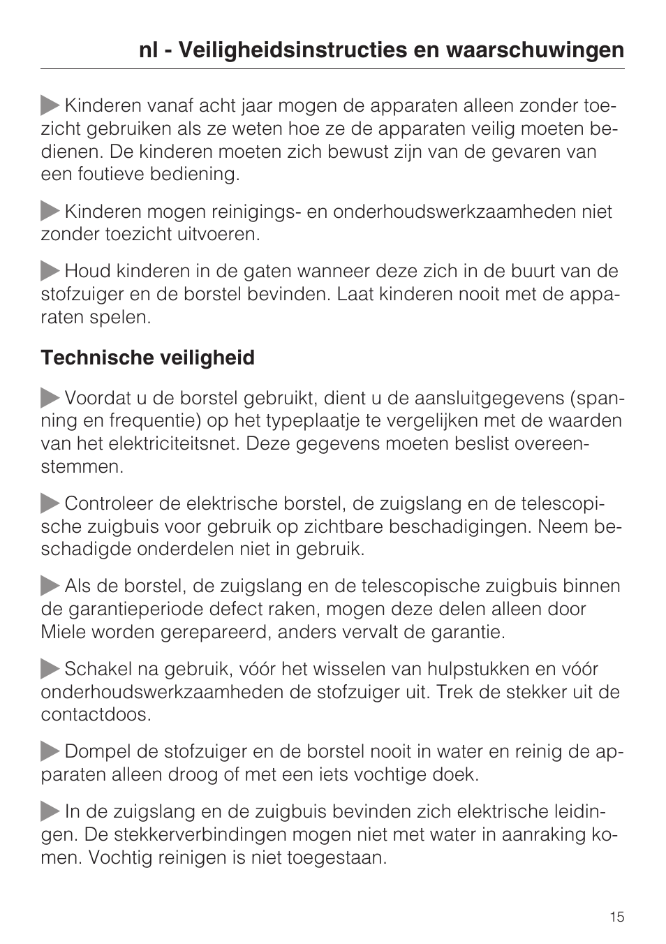 Miele SEB 216 User Manual | Page 15 / 100