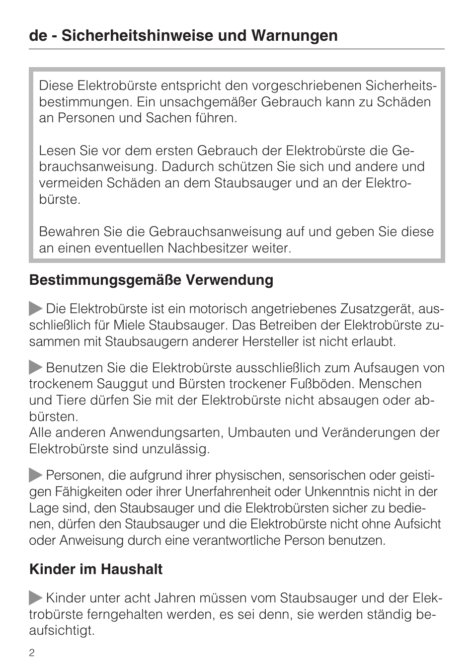 Miele SEB 216 User Manual | Page 2 / 100
