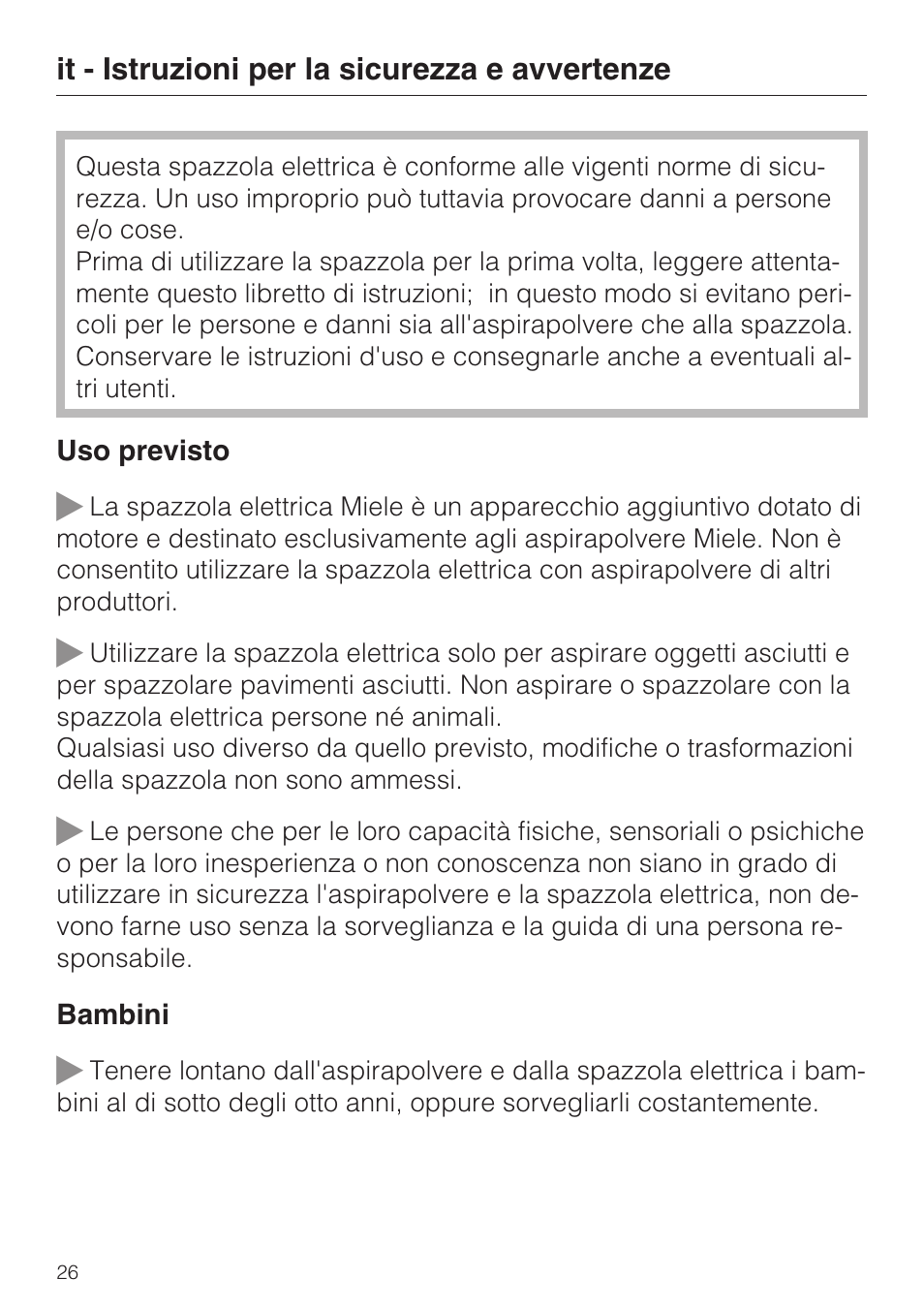 Miele SEB 216 User Manual | Page 26 / 100